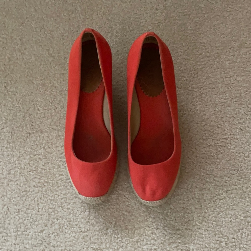 J. Crew red/orange espadrille heels